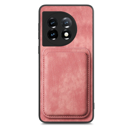 For OnePlus 12 5G Retro Leather Card Bag Magnetic Phone Case(Pink) by buy2fix
