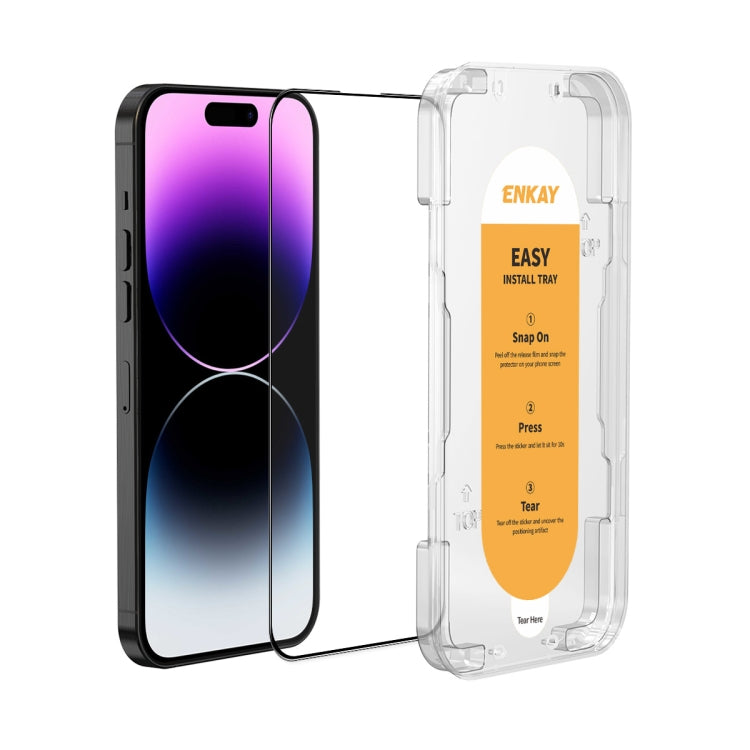 For iPhone 14 Pro Max ENKAY Easy Install High Alumina Silicon Full Glass Film - iPhone 14 Pro Max Tempered Glass by ENKAY | Online Shopping UK | buy2fix