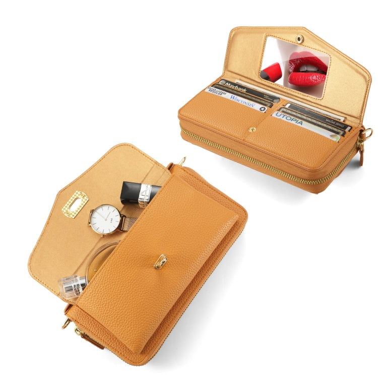 For Samsung Galaxy S24 5G Crossbody Multi-functional Zipper Wallet Litchi Leather Phone Case(Orange) - Galaxy S24 5G Cases by buy2fix | Online Shopping UK | buy2fix