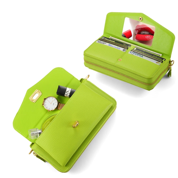 For Samsung Galaxy S24 5G Crossbody Multi-functional Zipper Wallet Litchi Leather Phone Case(Green) - Galaxy S24 5G Cases by buy2fix | Online Shopping UK | buy2fix