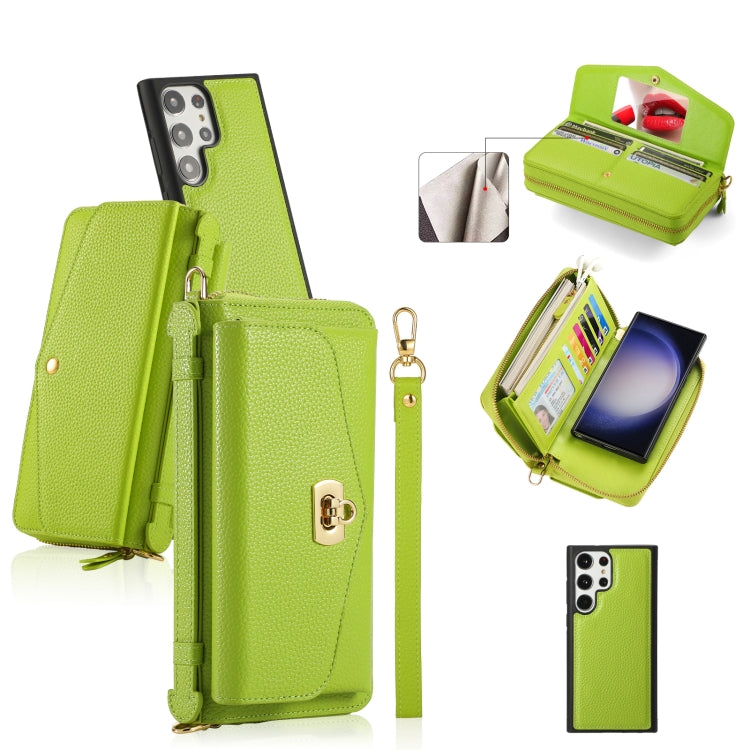 For Samsung Galaxy S23+ 5G Crossbody Multi-functional Zipper Wallet Litchi Leather Phone Case(Green) - Galaxy S23+ 5G Cases by buy2fix | Online Shopping UK | buy2fix
