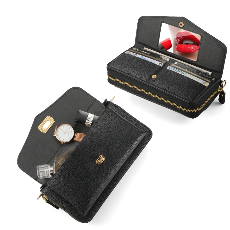 For Samsung Galaxy S22+ 5G Crossbody Multi-functional Zipper Wallet Litchi Leather Phone Case(Black) - Galaxy S22 5G Cases by buy2fix | Online Shopping UK | buy2fix