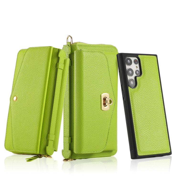 For Samsung Galaxy S22+ 5G Crossbody Multi-functional Zipper Wallet Litchi Leather Phone Case(Green) - Galaxy S22 5G Cases by buy2fix | Online Shopping UK | buy2fix