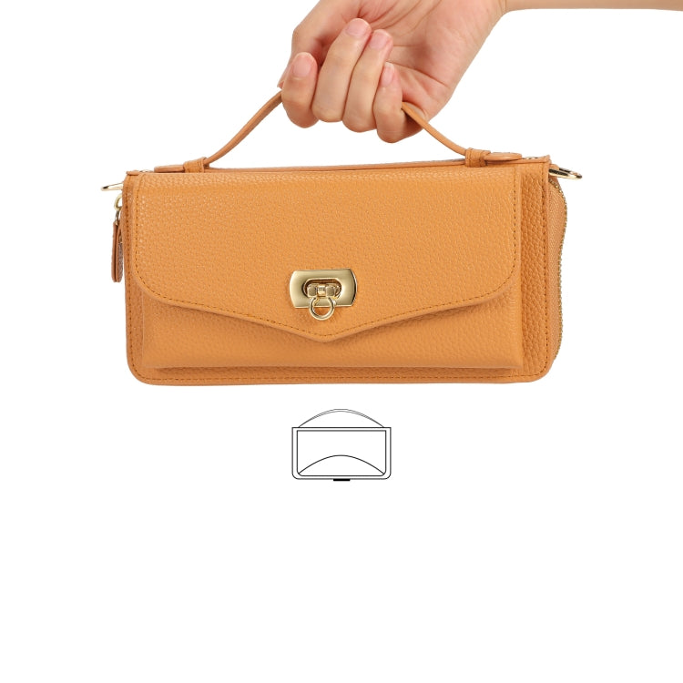 For Samsung Galaxy S22 5G Crossbody Multi-functional Zipper Wallet Litchi Leather Phone Case(Orange) - Galaxy S22 5G Cases by buy2fix | Online Shopping UK | buy2fix