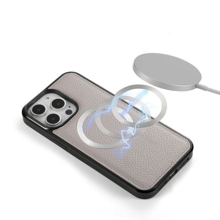 For iPhone 15 Pro Max MagSafe Crossbody Multi-functional Zipper Wallet Litchi Leather Phone Case(Grey) - iPhone 15 Pro Max Cases by buy2fix | Online Shopping UK | buy2fix