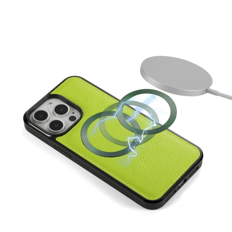 For iPhone 15 Plus MagSafe Crossbody Multi-functional Zipper Wallet Litchi Leather Phone Case(Green) by buy2fix