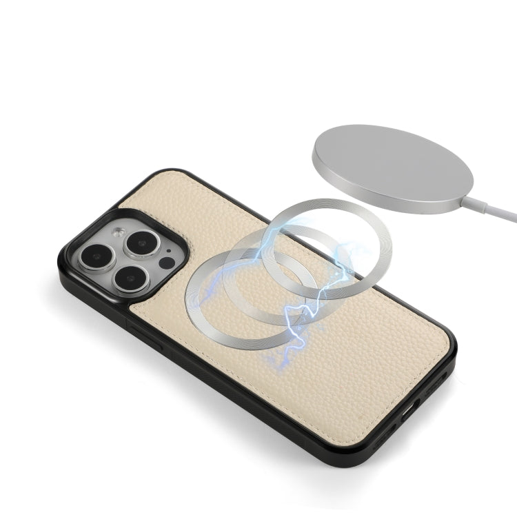 For iPhone 15 MagSafe Crossbody Multi-functional Zipper Wallet Litchi Leather Phone Case(White) by buy2fix