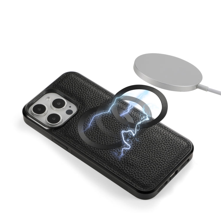 For iPhone 15 MagSafe Crossbody Multi-functional Zipper Wallet Litchi Leather Phone Case(Black) by buy2fix