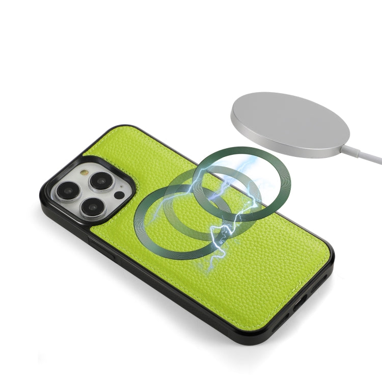 For iPhone 14 Pro MagSafe Crossbody Multi-functional Zipper Wallet Litchi Leather Phone Case(Green) by buy2fix