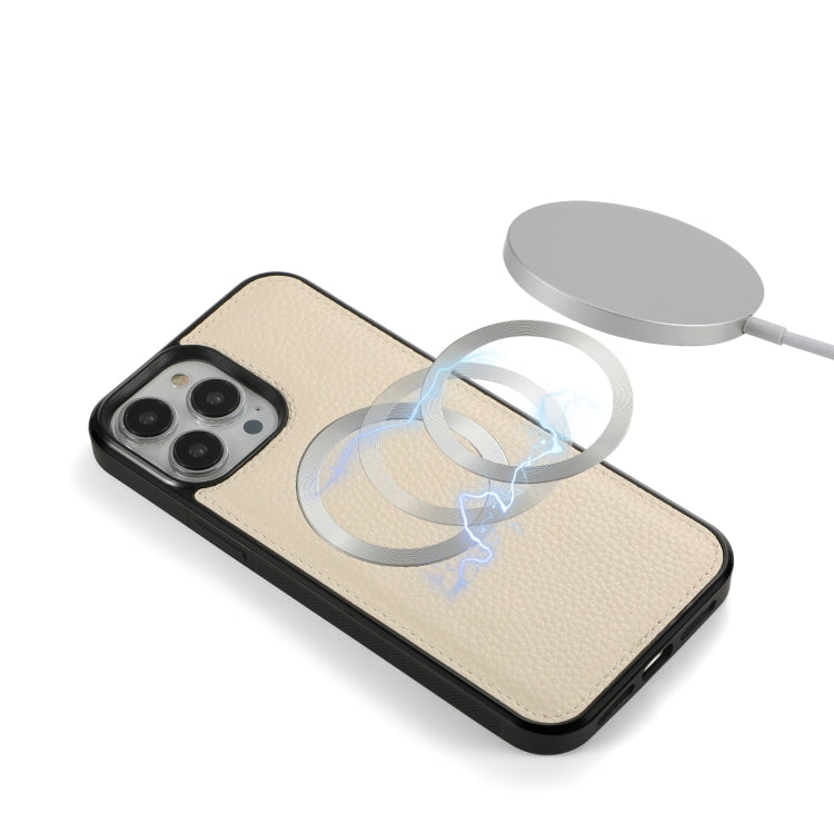 For iPhone 13 Pro Max MagSafe Crossbody Multi-functional Zipper Wallet Litchi Leather Phone Case(White) by buy2fix