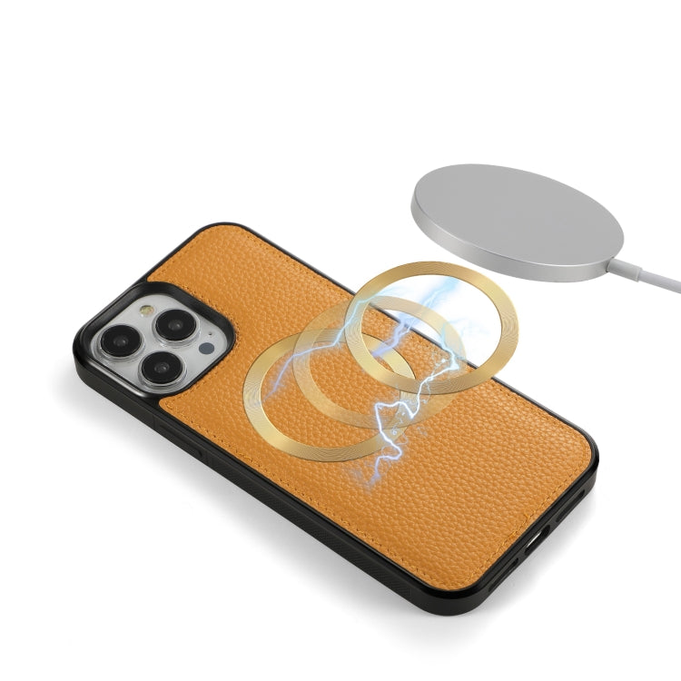 For iPhone 13 Pro Max MagSafe Crossbody Multi-functional Zipper Wallet Litchi Leather Phone Case(Orange) by buy2fix