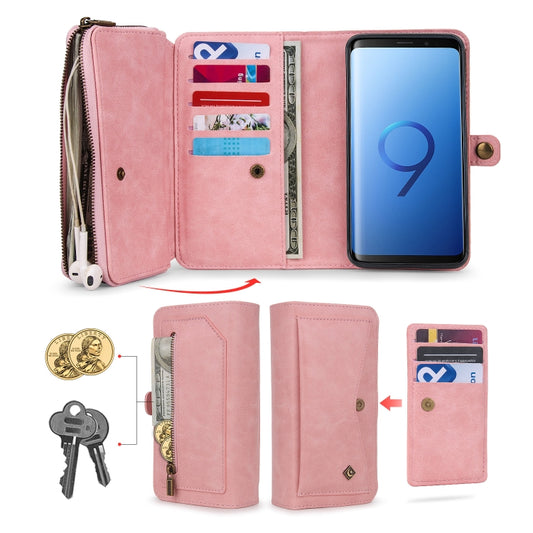 For Samsung Galaxy S9 Multi-functional Zipper Wallet Leather Phone Case(Pink) - Galaxy Phone Cases by buy2fix | Online Shopping UK | buy2fix