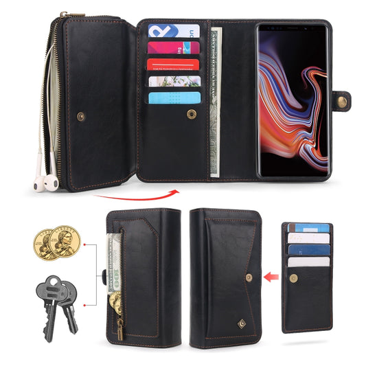 For Samsung Galaxy Note9 Multi-functional Zipper Wallet Leather Phone Case(Black) - Galaxy Phone Cases by buy2fix | Online Shopping UK | buy2fix