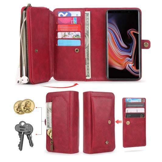 For Samsung Galaxy Note9 Multi-functional Zipper Wallet Leather Phone Case(Red) - Galaxy Phone Cases by buy2fix | Online Shopping UK | buy2fix