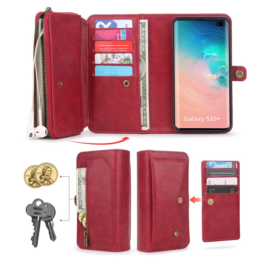 For Samsung Galaxy S10+ Multi-functional Zipper Wallet Leather Phone Case(Red) - Galaxy Phone Cases by buy2fix | Online Shopping UK | buy2fix