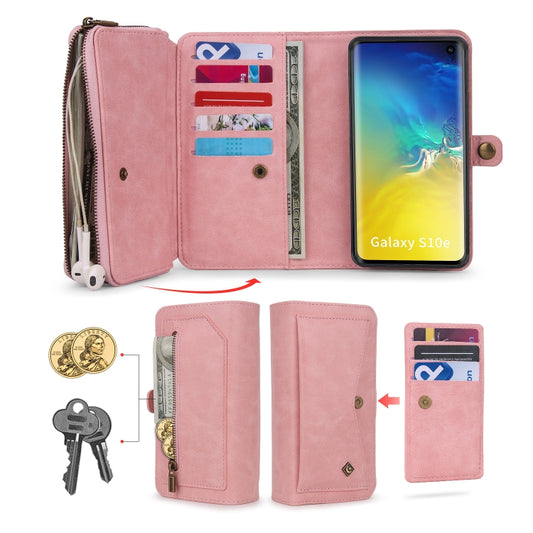 For Samsung Galaxy S10e Multi-functional Zipper Wallet Leather Phone Case(Pink) - Galaxy Phone Cases by buy2fix | Online Shopping UK | buy2fix
