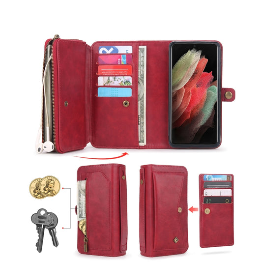 For Samsung Galaxy S23 5G Multi-functional Zipper Wallet Leather Phone Case(Red) - Galaxy Phone Cases by buy2fix | Online Shopping UK | buy2fix