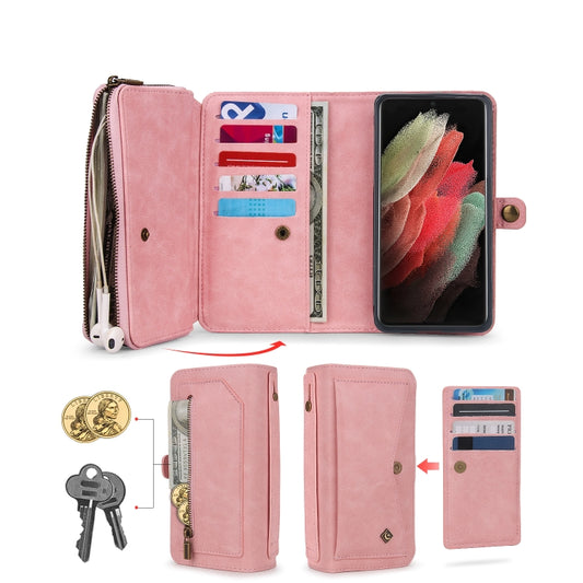 For Samsung Galaxy S23+ 5G Multi-functional Zipper Wallet Leather Phone Case(Pink) - Galaxy S23+ 5G Cases by buy2fix | Online Shopping UK | buy2fix