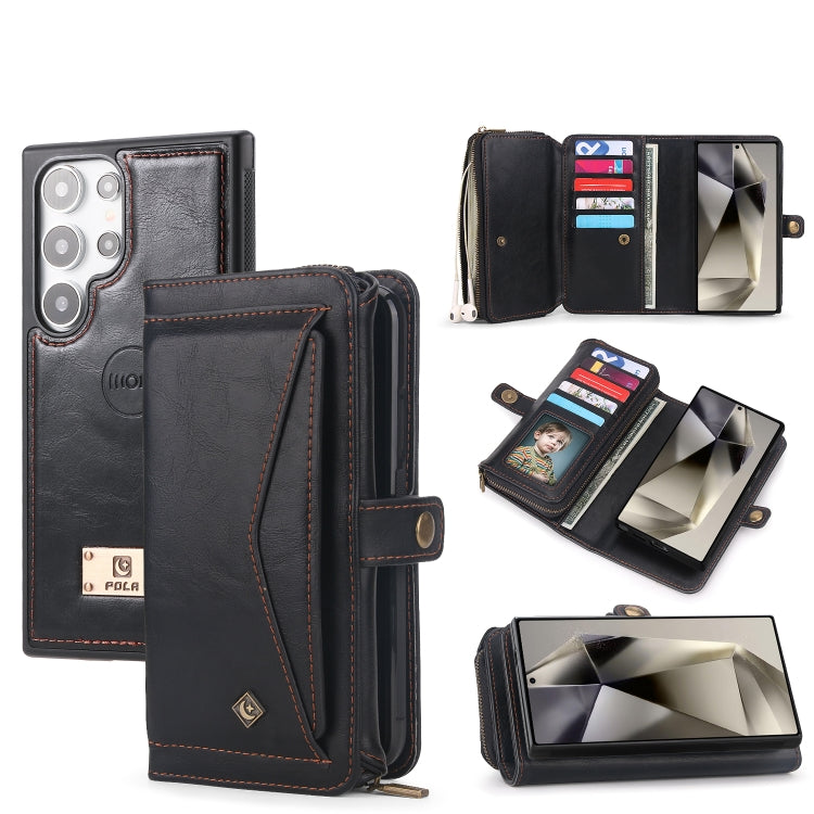 For Samsung Galaxy S24+ 5G Multi-functional Zipper Wallet Leather Phone Case(Black) - Galaxy S24+ 5G Cases by buy2fix | Online Shopping UK | buy2fix
