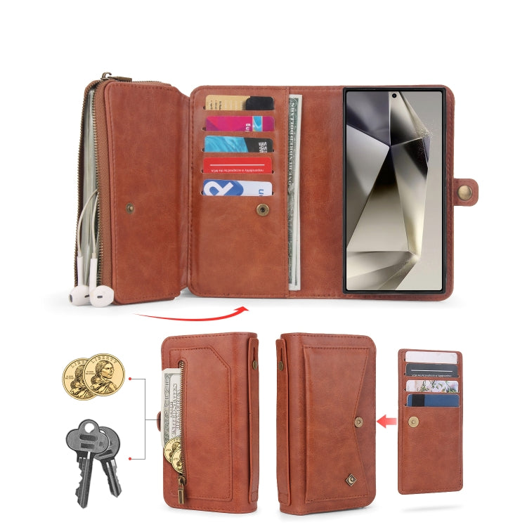 For Samsung Galaxy S24+ 5G Multi-functional Zipper Wallet Leather Phone Case(Orange) - Galaxy S24+ 5G Cases by buy2fix | Online Shopping UK | buy2fix