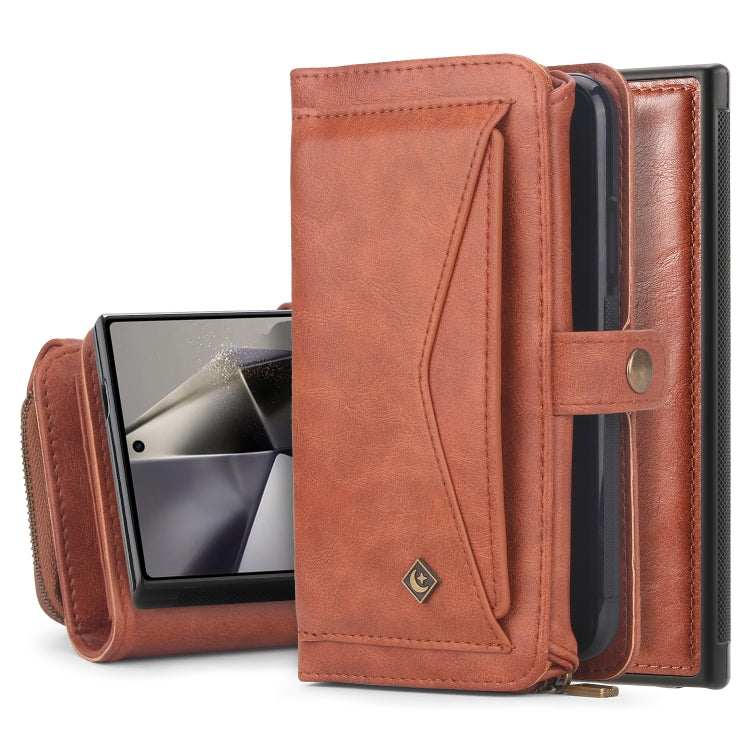 For Samsung Galaxy S24+ 5G Multi-functional Zipper Wallet Leather Phone Case(Orange) - Galaxy S24+ 5G Cases by buy2fix | Online Shopping UK | buy2fix