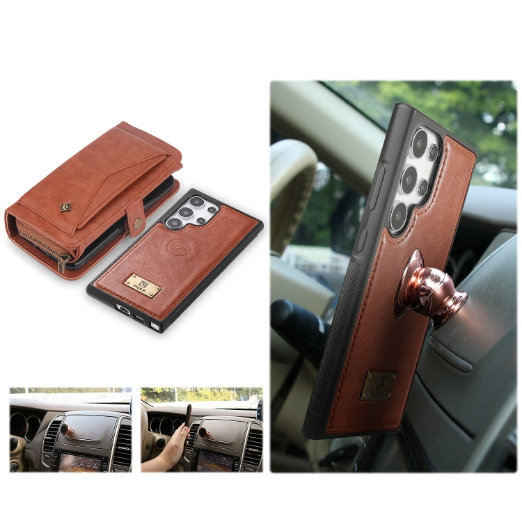 For Samsung Galaxy S24+ 5G Multi-functional Zipper Wallet Leather Phone Case(Orange) - Galaxy S24+ 5G Cases by buy2fix | Online Shopping UK | buy2fix