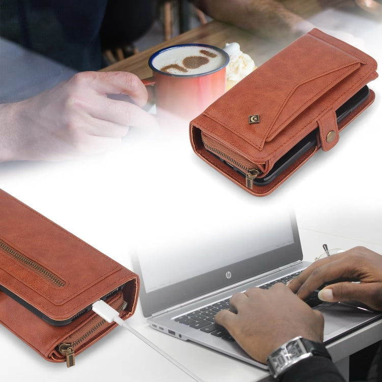 For Samsung Galaxy S24+ 5G Multi-functional Zipper Wallet Leather Phone Case(Orange) - Galaxy S24+ 5G Cases by buy2fix | Online Shopping UK | buy2fix