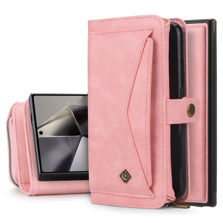 For Samsung Galaxy S24+ 5G Multi-functional Zipper Wallet Leather Phone Case(Pink) - Galaxy S24+ 5G Cases by buy2fix | Online Shopping UK | buy2fix