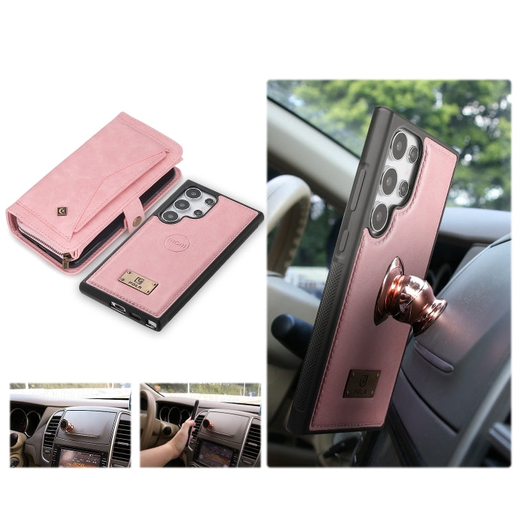 For Samsung Galaxy S24+ 5G Multi-functional Zipper Wallet Leather Phone Case(Pink) - Galaxy S24+ 5G Cases by buy2fix | Online Shopping UK | buy2fix