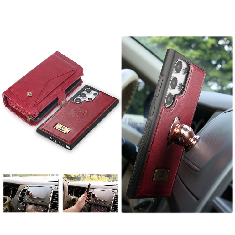 For Samsung Galaxy S24 5G Multi-functional Zipper Wallet Leather Phone Case(Red) - Galaxy S24 5G Cases by buy2fix | Online Shopping UK | buy2fix