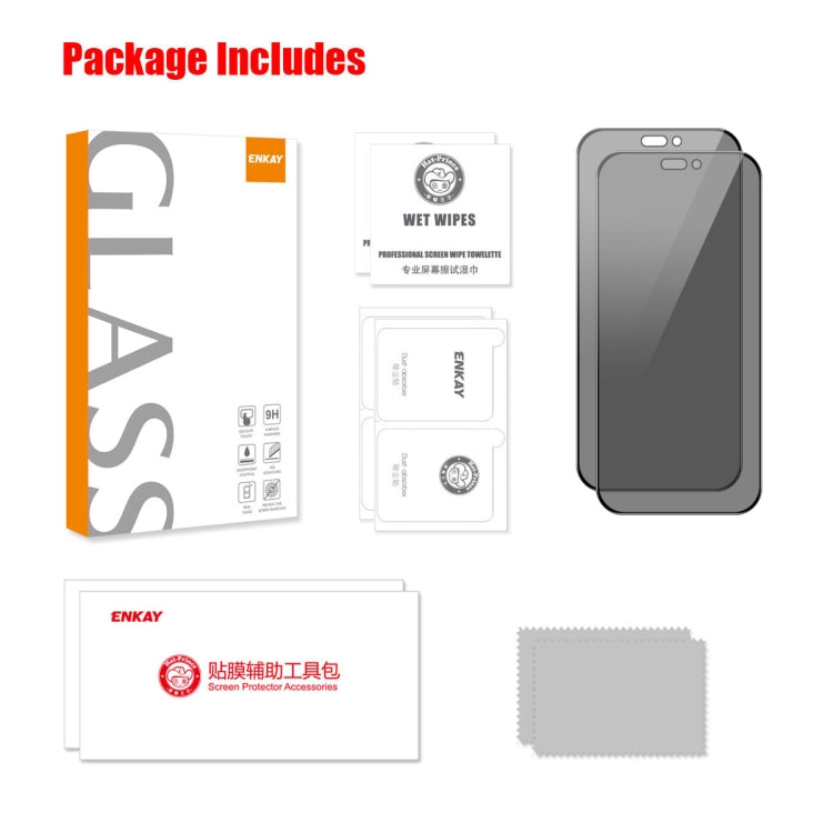 For iPhone 15 Pro Max 2pcs ENKAY Hat-Prince 360 Degree Anti-peeping Privacy Full Screen Tempered Glass Film by ENKAY