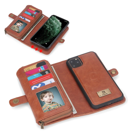 For iPhone 11 Pro Max Multi-functional Zipper Wallet Leather Phone Case(Brown) - iPhone 11 Pro Max Cases by buy2fix | Online Shopping UK | buy2fix