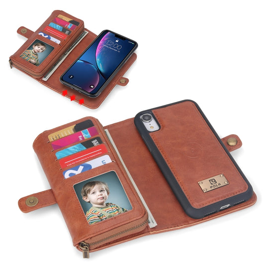 For iPhone XR Multi-functional Zipper Wallet Leather Phone Case(Brown) - More iPhone Cases by buy2fix | Online Shopping UK | buy2fix