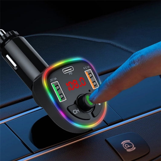 P24 1 Type-C + 2 USB Car Charger Car Bluetooth Music Player Voltage Detection by buy2fix
