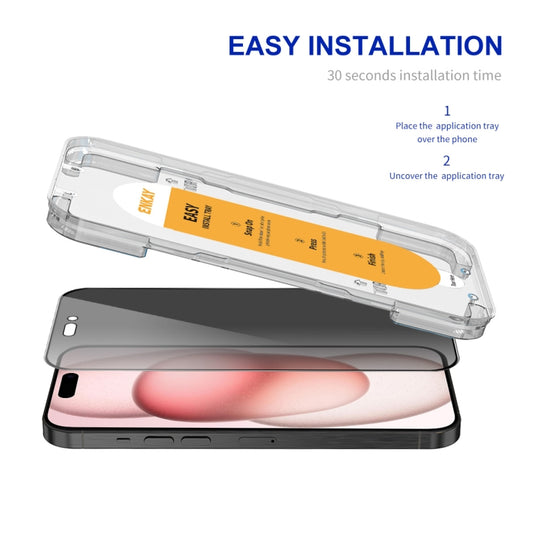 For iPhone 15 ENKAY Easy Install Anti-peeping Privacy Full Screen Tempered Glass Film by ENKAY