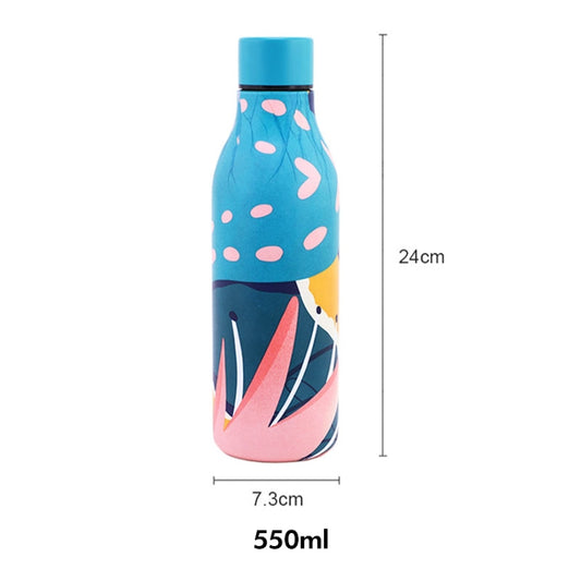 JUNSUNMAY Geometric Patterns Coating 304 Stainless Steel 550ml Water Vacuum Bottle(Red) by JUNSUNMAY