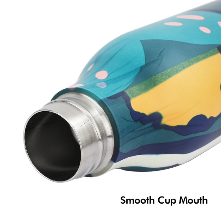 JUNSUNMAY Geometric Patterns Coating 304 Stainless Steel 550ml Water Vacuum Bottle(Blue) - Vacuum Thermoses & Cups by JUNSUNMAY | Online Shopping UK | buy2fix