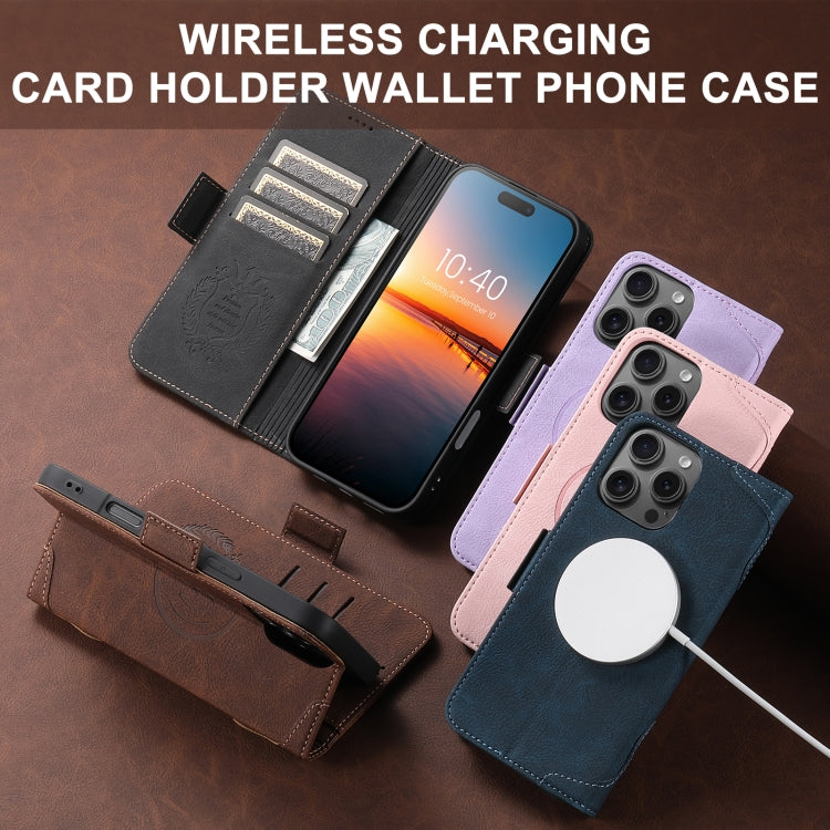 For iPhone 14 Pro SUTENI J07 Multifunctional Horizontal Flip Magsafe Leather Phone Case(Blue) by Suteni