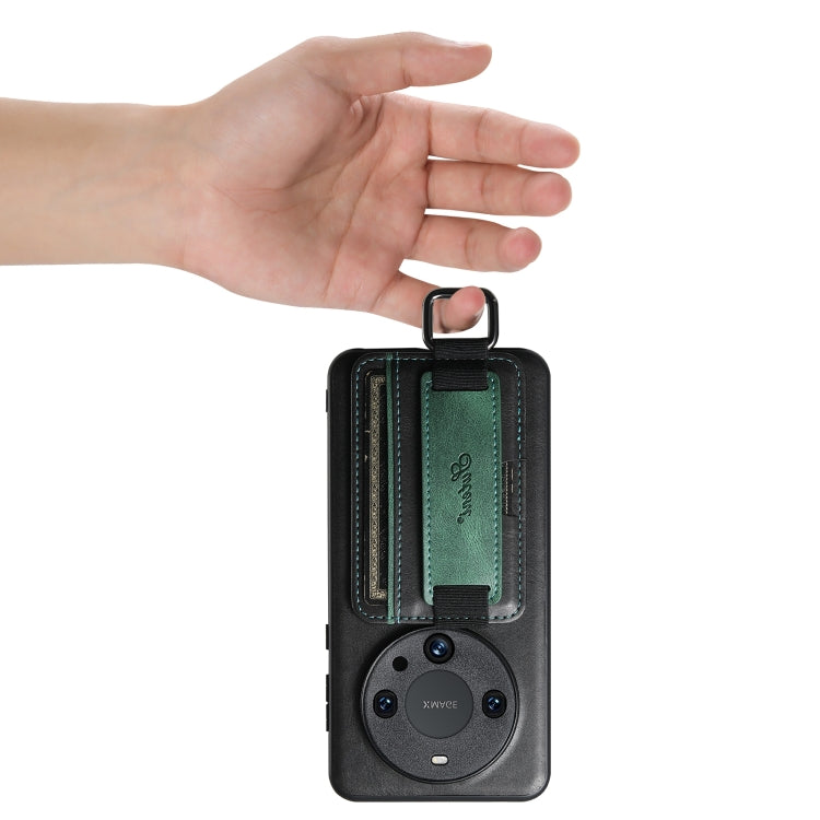 For Huawei Mate 60 Pro+ Suteni H13 Card Wallet Wrist Strap Holder PU Phone Case(Black) - Huawei Cases by Suteni | Online Shopping UK | buy2fix