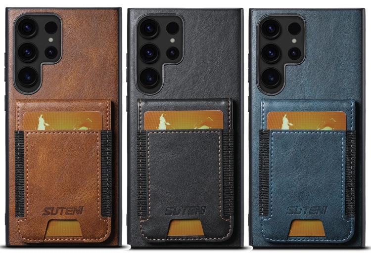 For Samsung Galaxy S24 Ultra 5G Suteni H03 Oil Wax Leather Wallet Stand Back Phone Case(Black) - Galaxy S24 Ultra 5G Cases by Suteni | Online Shopping UK | buy2fix