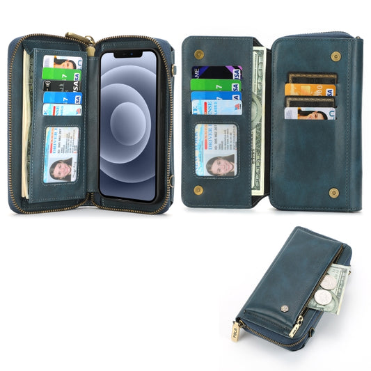 For iPhone 13 mini Crossbody Multi-functional Zipper Wallet Leather Phone Case(Green) - iPhone 13 mini Cases by buy2fix | Online Shopping UK | buy2fix