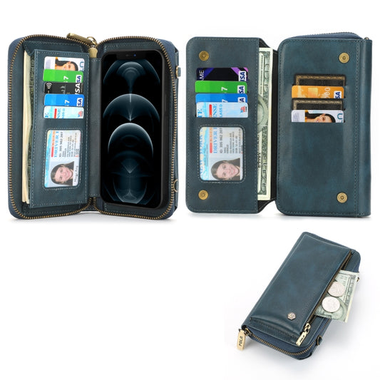 For iPhone 12 Pro Max Crossbody Multi-functional Zipper Wallet Leather Phone Case(Green) - iPhone 12 Pro Max Cases by buy2fix | Online Shopping UK | buy2fix