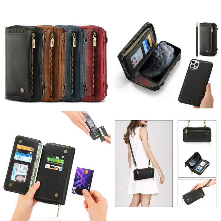 For iPhone 11 Crossbody Multi-functional Zipper Wallet Leather Phone Case(Red) - More iPhone Cases by buy2fix | Online Shopping UK | buy2fix
