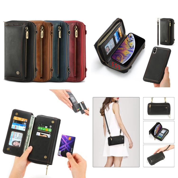 For iPhone XS Crossbody Multi-functional Zipper Wallet Leather Phone Case(Green) - More iPhone Cases by buy2fix | Online Shopping UK | buy2fix