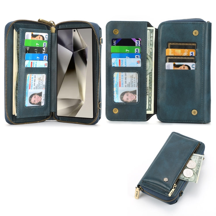 For Samsung Galaxy S24+ 5G Crossbody Multi-functional Zipper Wallet Leather Phone Case(Green) - Galaxy S24+ 5G Cases by buy2fix | Online Shopping UK | buy2fix