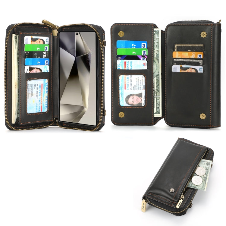 For Samsung Galaxy S24+ 5G Crossbody Multi-functional Zipper Wallet Leather Phone Case(Black) - Galaxy S24+ 5G Cases by buy2fix | Online Shopping UK | buy2fix
