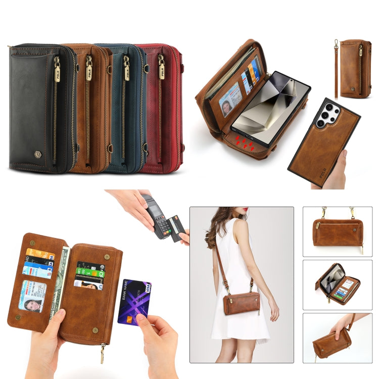 For Samsung Galaxy S24+ 5G Crossbody Multi-functional Zipper Wallet Leather Phone Case(Black) - Galaxy S24+ 5G Cases by buy2fix | Online Shopping UK | buy2fix
