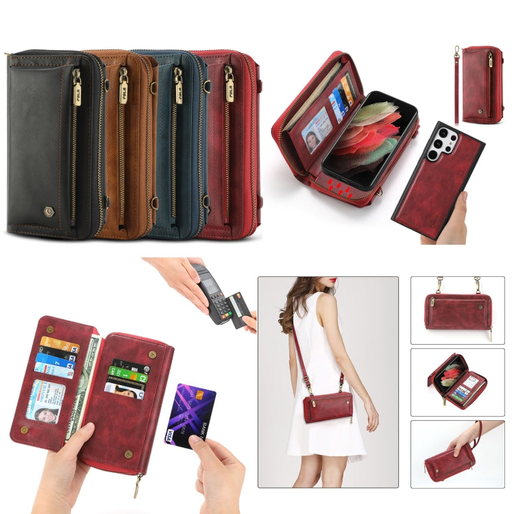 For Samsung Galaxy S23 Ultra 5G Crossbody Multi-functional Zipper Wallet Leather Phone Case(Green) - Galaxy S23 Ultra 5G Cases by buy2fix | Online Shopping UK | buy2fix