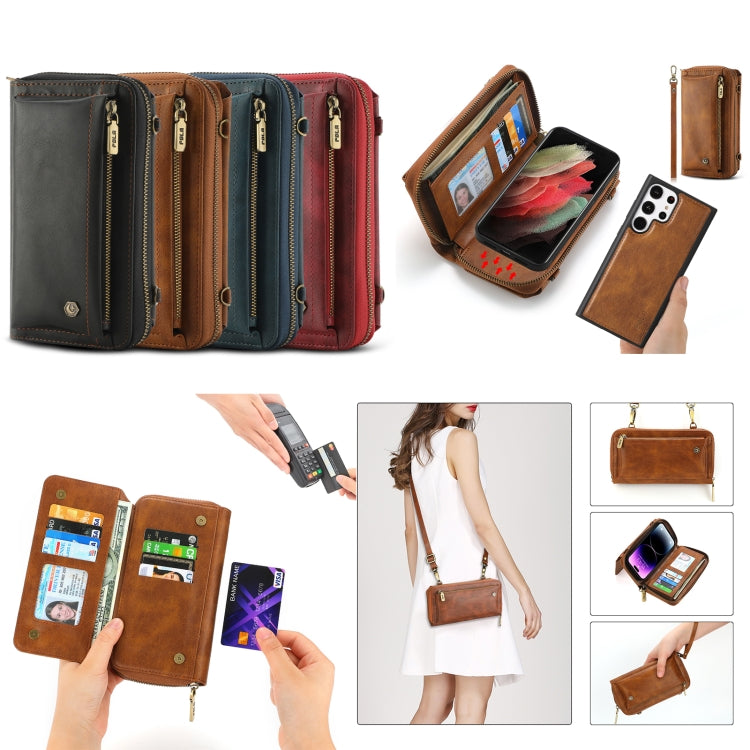 For Samsung Galaxy S23+ 5G Crossbody Multi-functional Zipper Wallet Leather Phone Case(Red) - Galaxy S23+ 5G Cases by buy2fix | Online Shopping UK | buy2fix