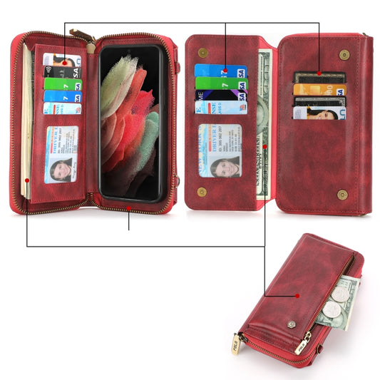 For Samsung Galaxy S23 5G Crossbody Multi-functional Zipper Wallet Leather Phone Case(Red) - Galaxy S23 5G Cases by buy2fix | Online Shopping UK | buy2fix